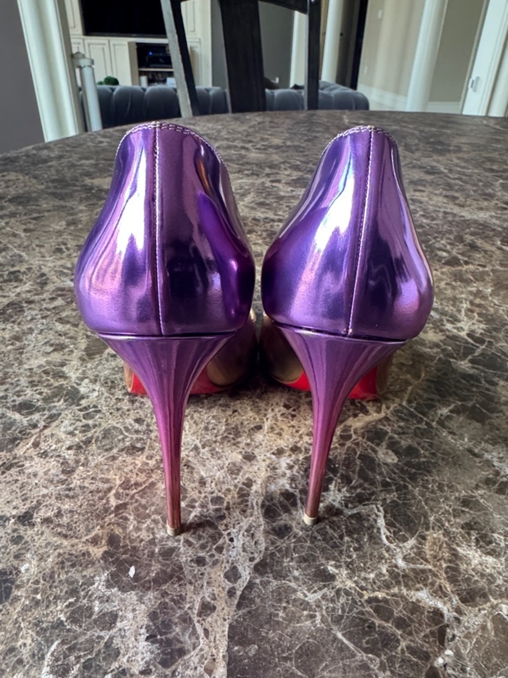 Christian Louboutin hot chick boreal metallic gold pink stiletto 100mm sz 39 - Picture 5 of 11